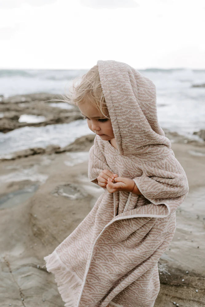 Shell Stitch Organic Hooded Towel - Beige