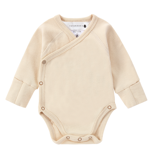 Organic L/S Kimono Bodysuit - Wheat