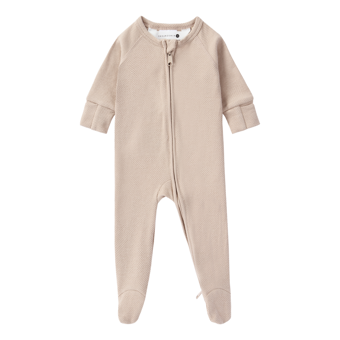 Organic Zip Growsuit - Taupe | Pointelle | SIZE 6-12M LEFT