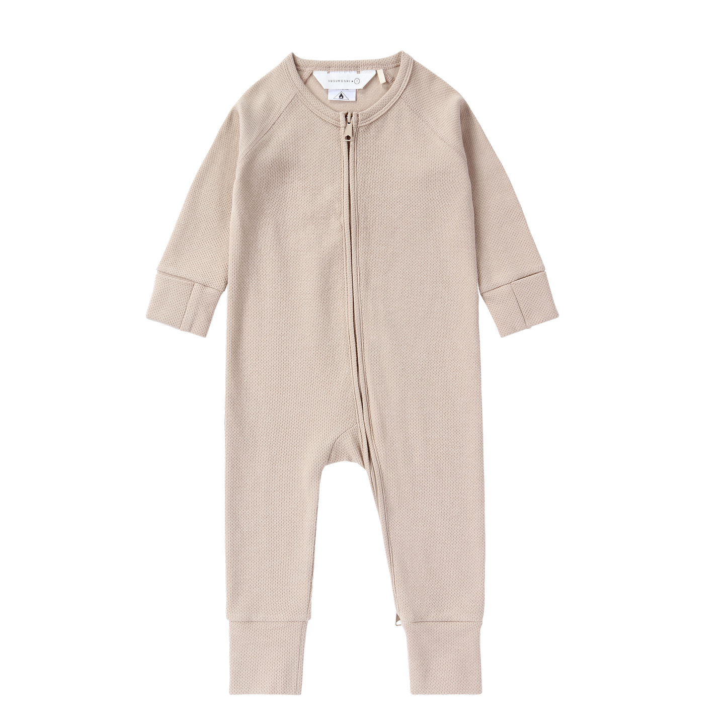 Organic Zip Growsuit - Taupe | Pointelle | SIZE 6-12M LEFT