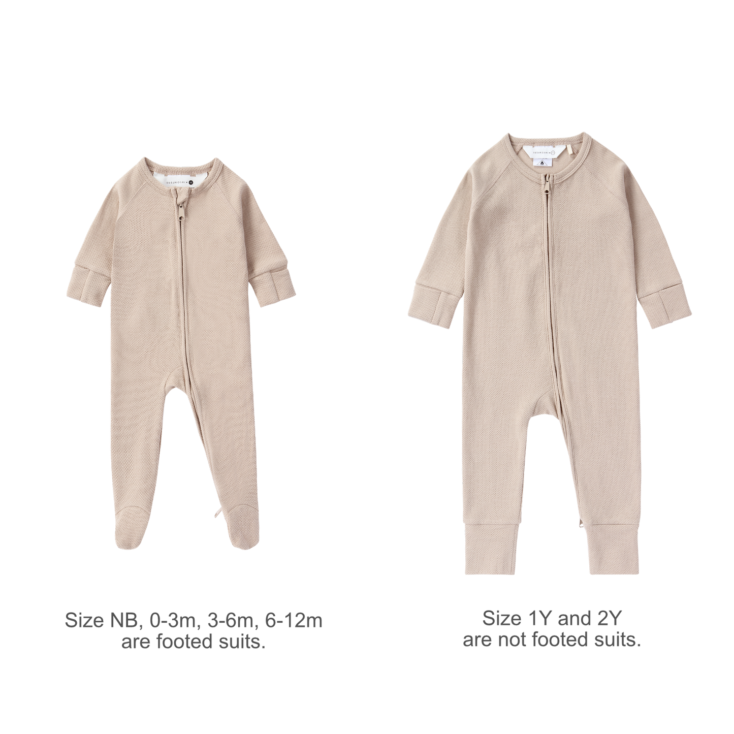 Organic Zip Growsuit - Taupe | Pointelle | SIZE 6-12M LEFT