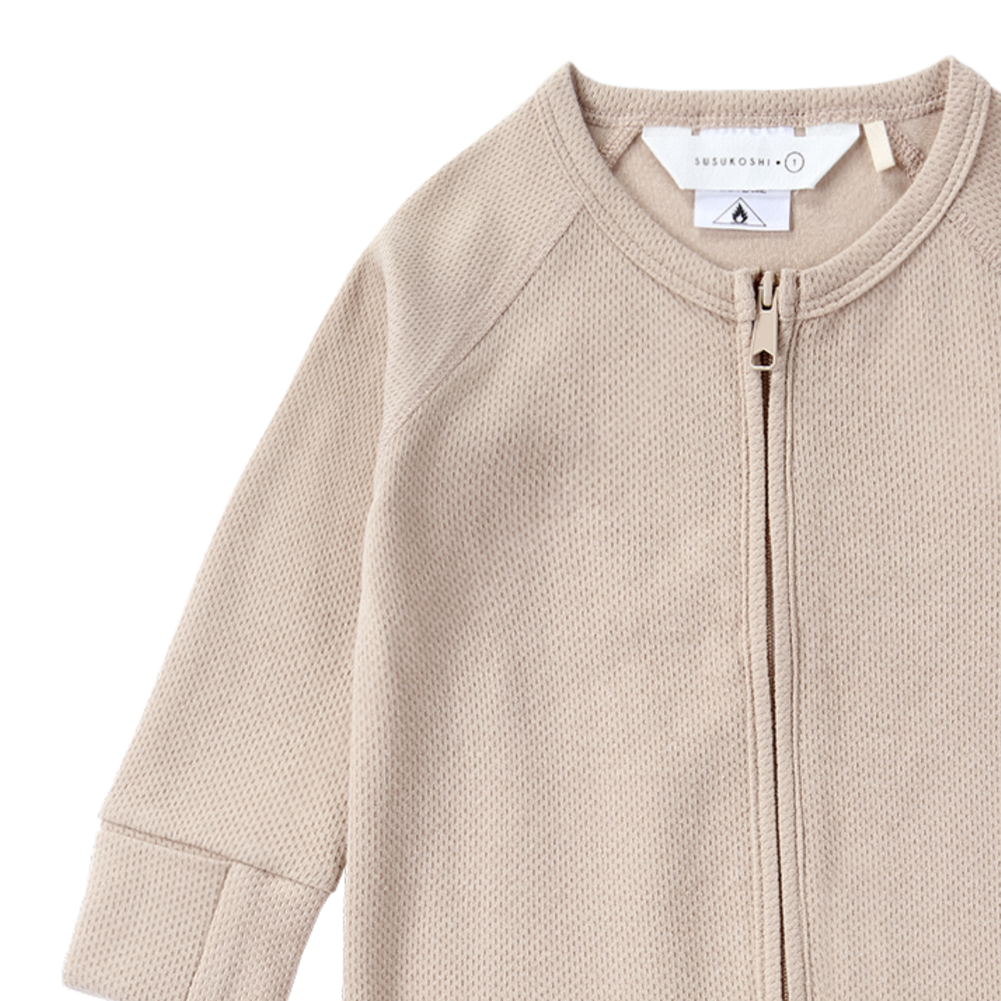 Organic Zip Growsuit - Taupe | Pointelle | SIZE 6-12M LEFT