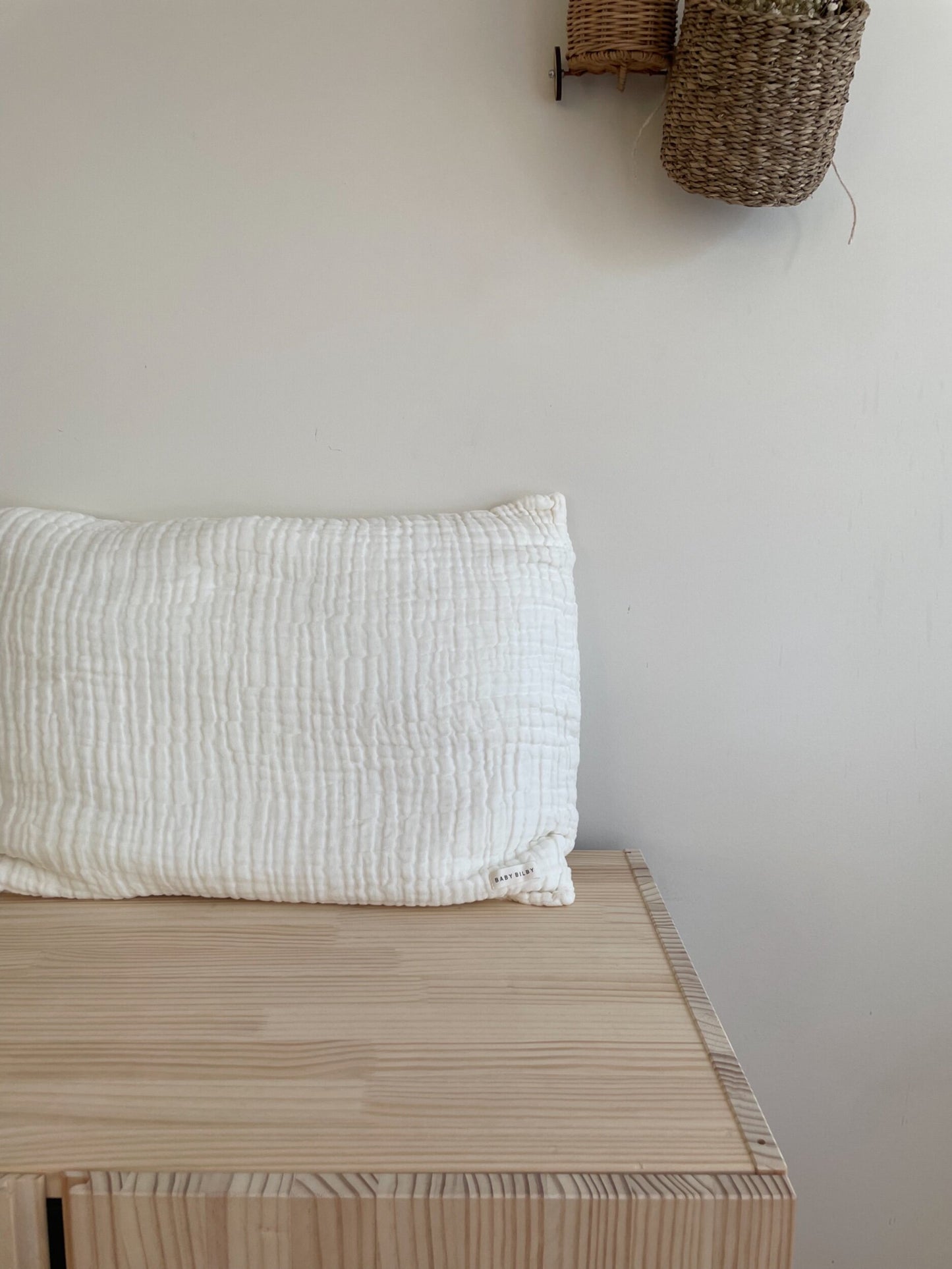Organic Cotton Gauze Pillowcase | Plain Edge - Coconut Cream
