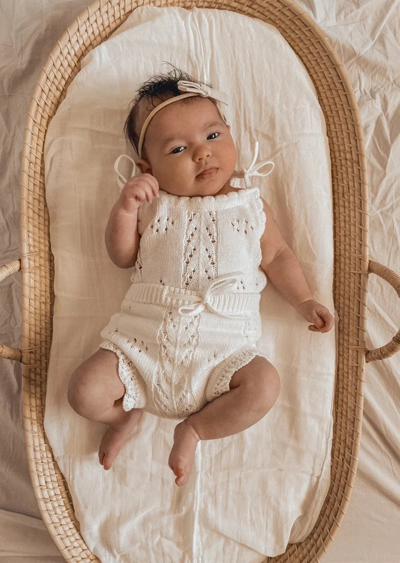 Knitted Pointelle Set - Milk