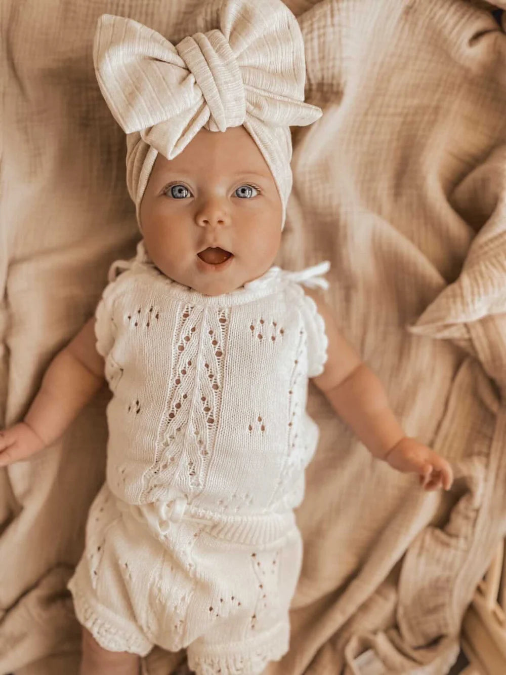 Knitted Pointelle Set - Milk