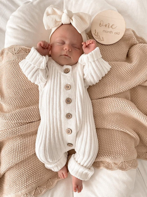 Signature Ribbed Romper - Milk
