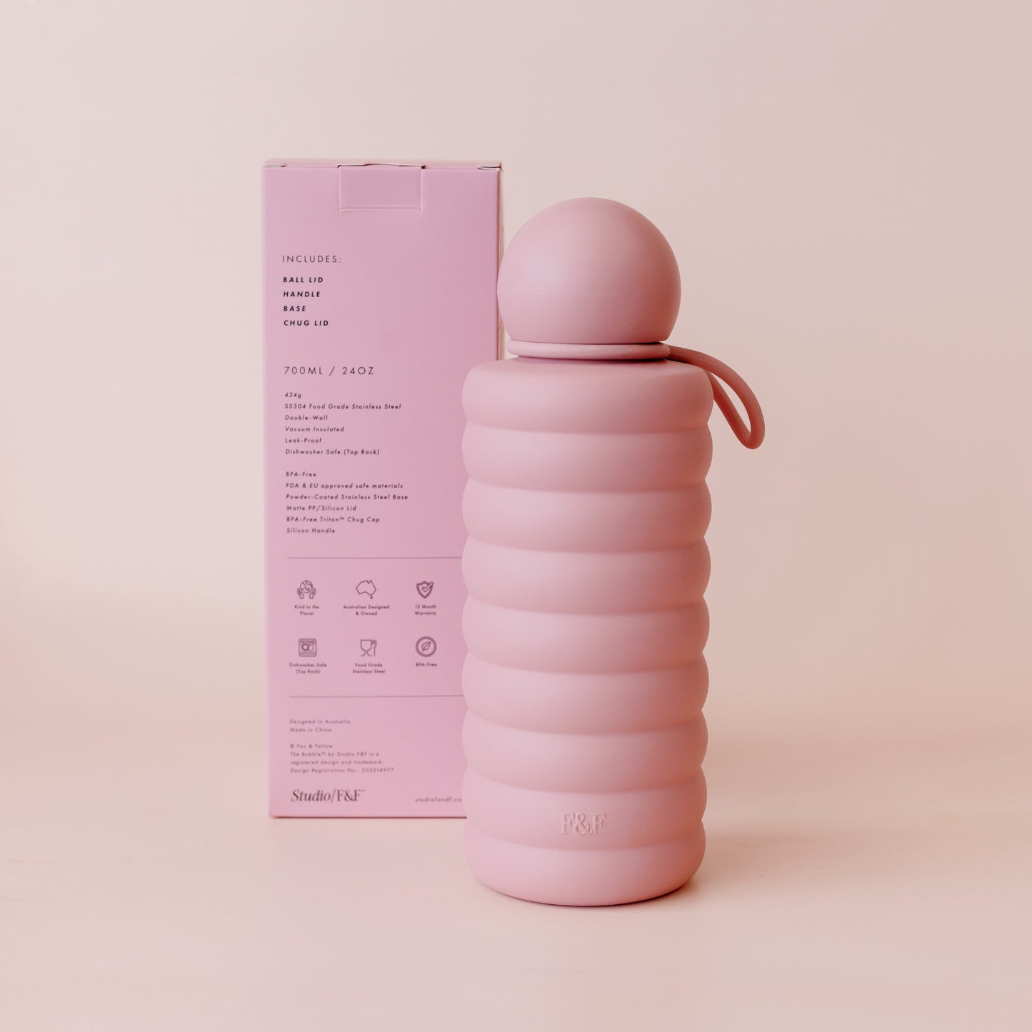 The Bubble Reusable Water Bottle - Dusty Rose
