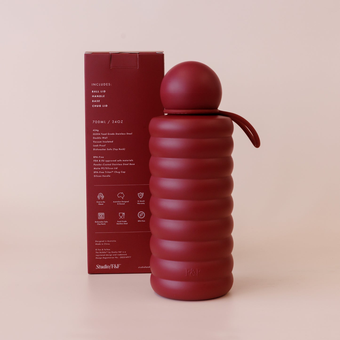 The Bubble Reusable Water Bottle - Cherry