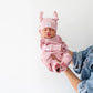 Ribbed Frill Onesie - Dusty Pink