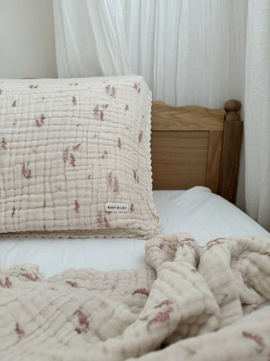 Organic Cotton Gauze Pillowcase - Foxglove