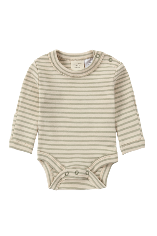 Organic L/S Classic Bodysuit - Sage Stripes
