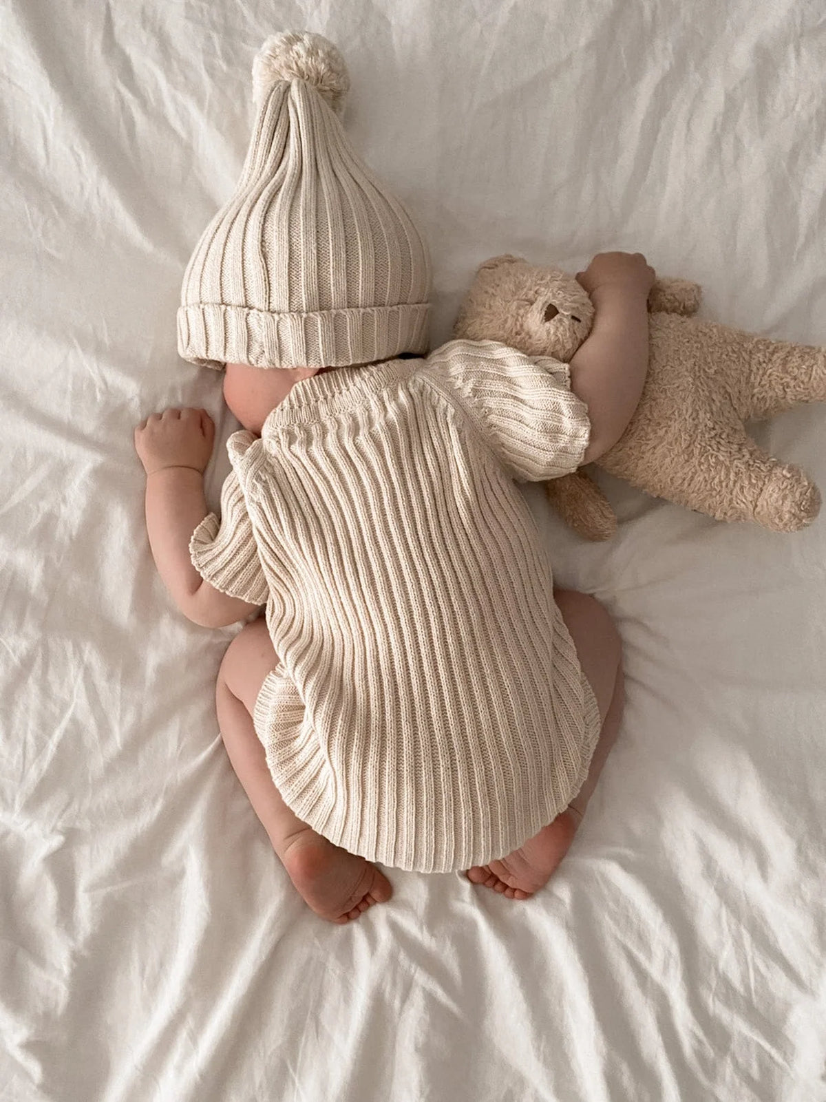 Signature Short Ribbed Romper - Honey Milk