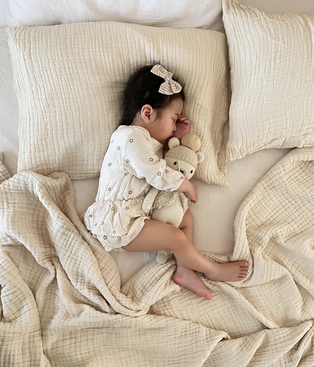 Organic Cotton Gauze Blanket & Pillow Case SET - Oat Milk