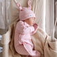 Ribbed Frill Onesie - Dusty Pink