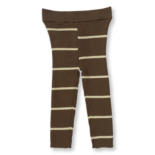 Asymmetrical Stripe Leggings - Clay