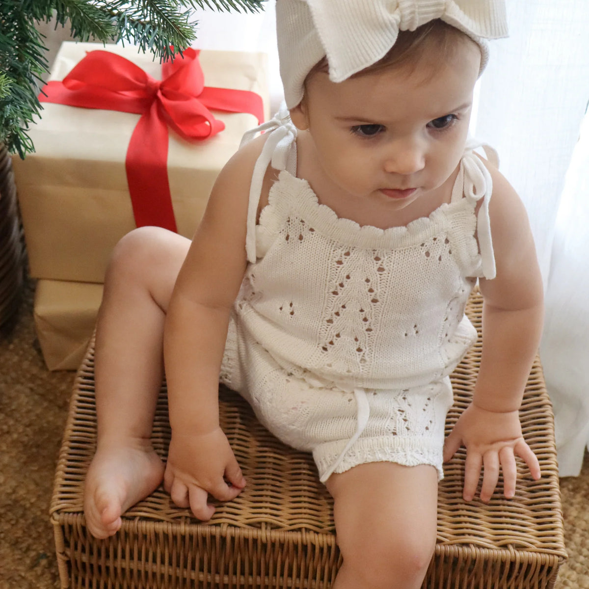 Knitted Pointelle Set - Milk