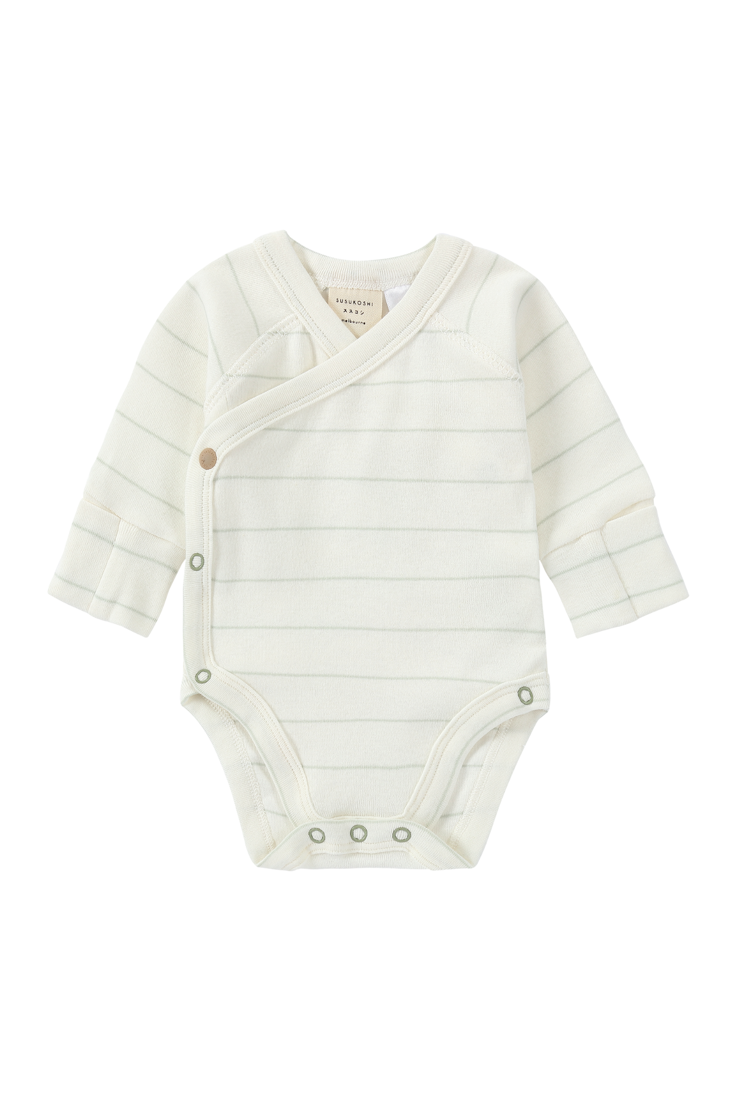 Organic L/S Kimono Bodysuit - White Sky