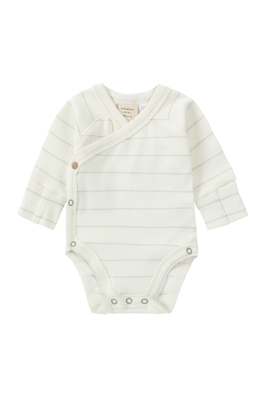 Organic L/S Kimono Bodysuit - White Sky