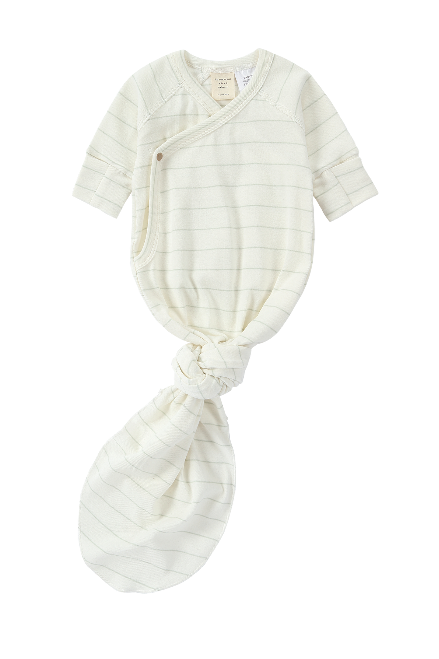 Organic Kimono Gown - White Sky