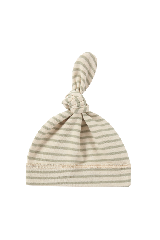 Organic Knotted Hat - Sage Stripes