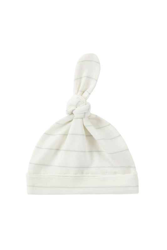 Organic Knotted Hat - White Sky