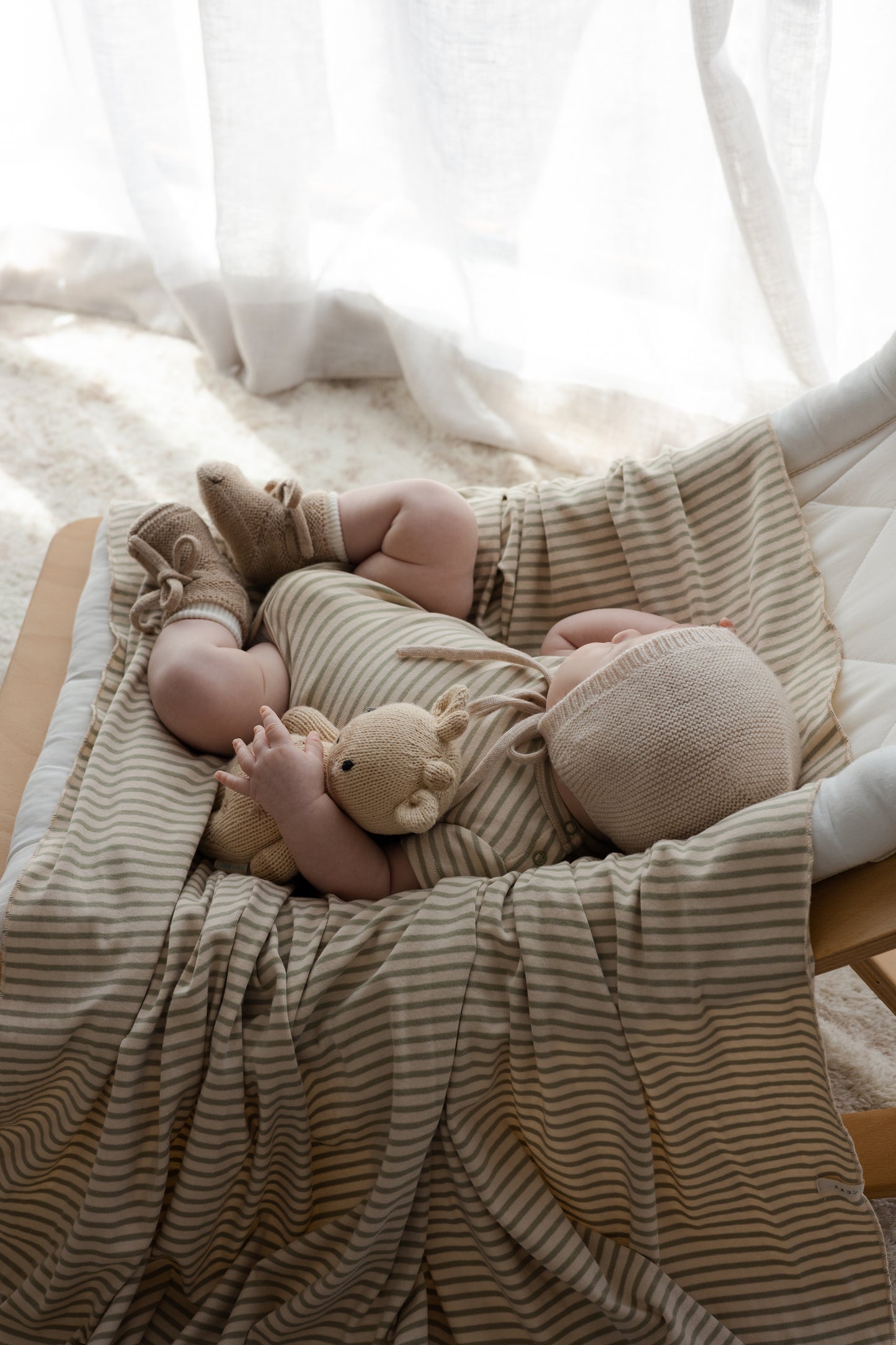Organic Swaddle Blanket - Sage Stripes
