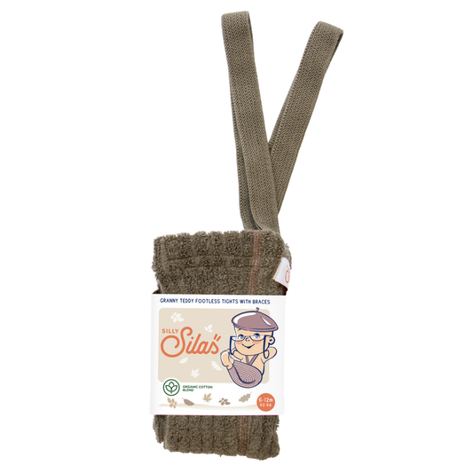 Granny Teddy Tights | Footless - Seaweed Brown