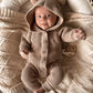 Classic Hoodie Ribbed Romper - Cacao