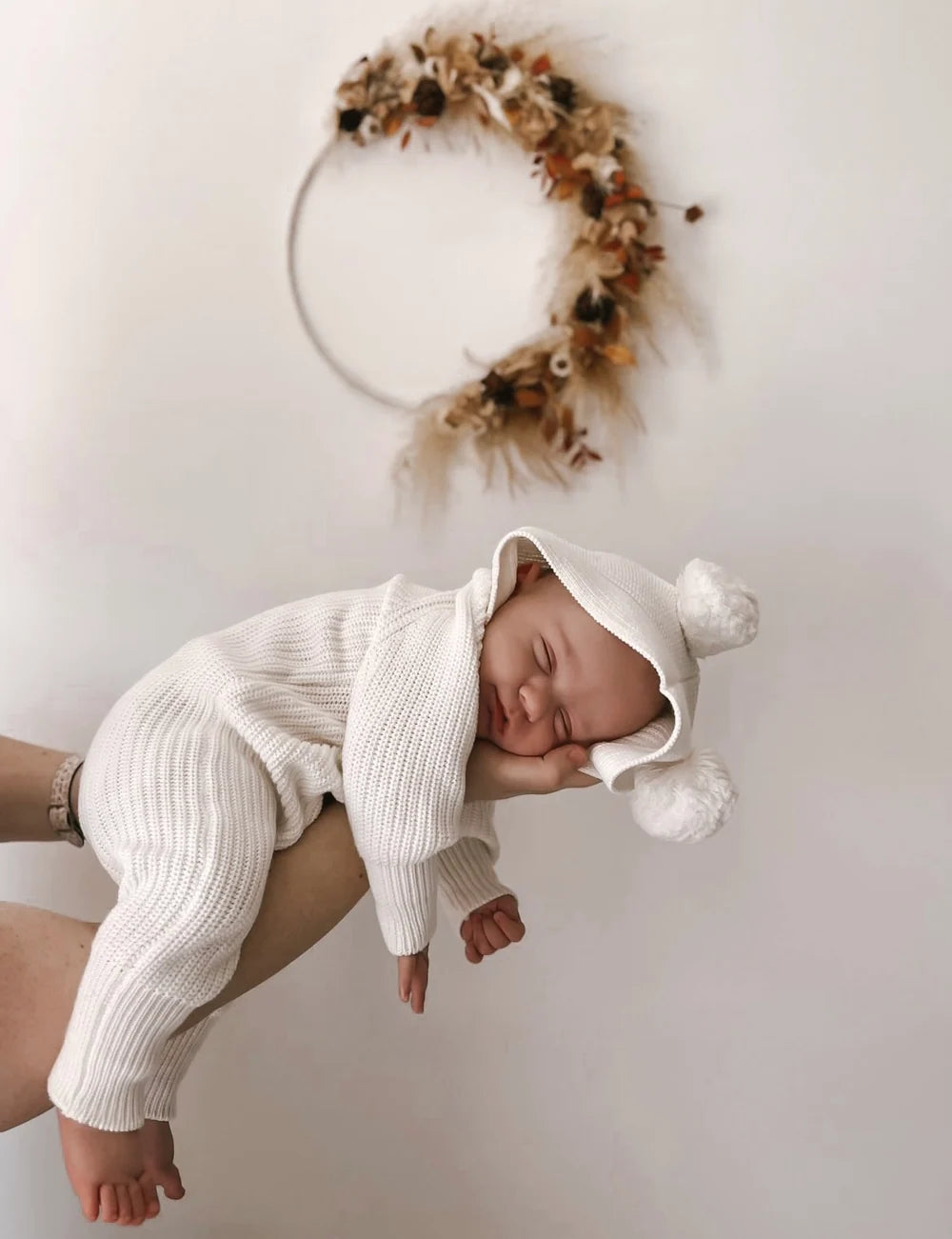 Classic Hoodie Ribbed Romper - Milk