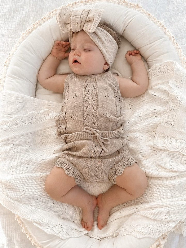 Knitted Pointelle Set - Oak