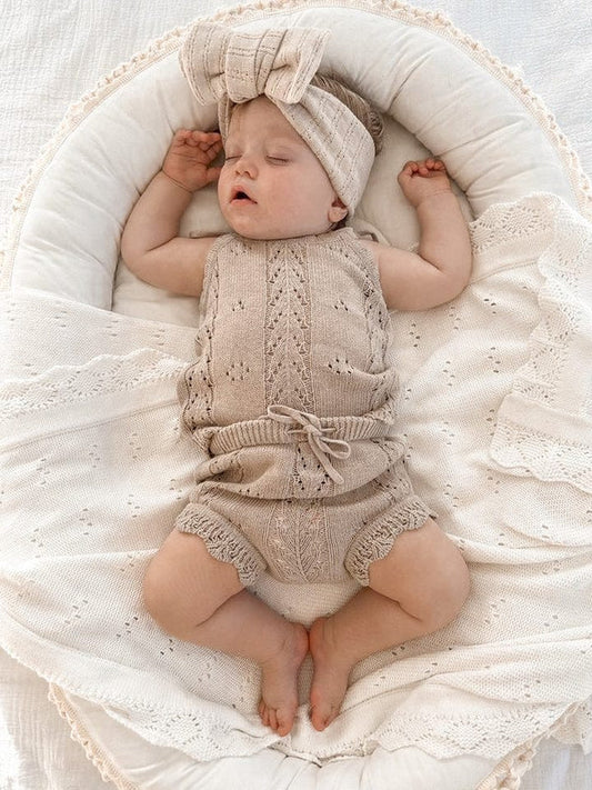 Knitted Pointelle Set - Oak