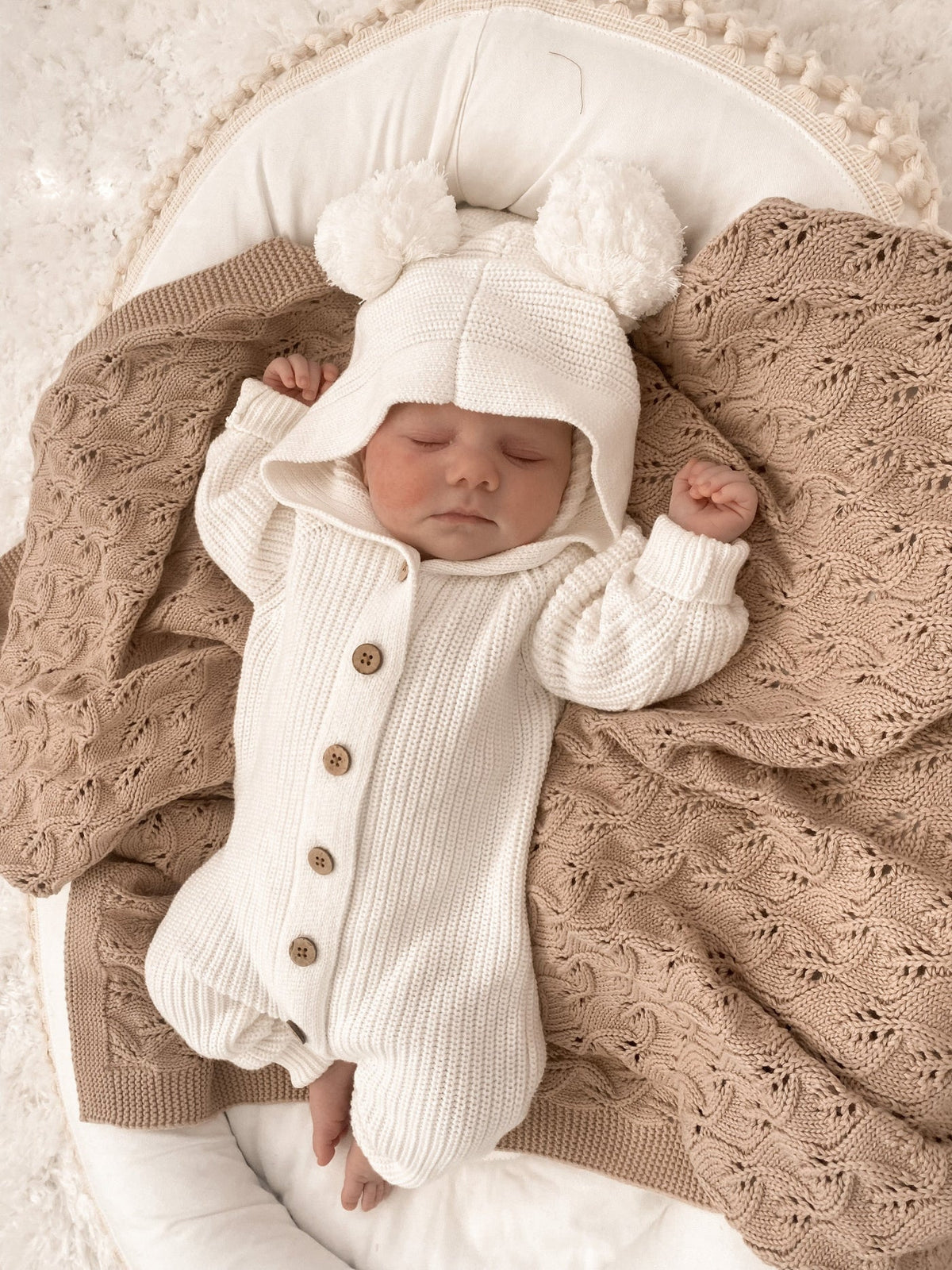 Classic Hoodie Ribbed Romper - Milk