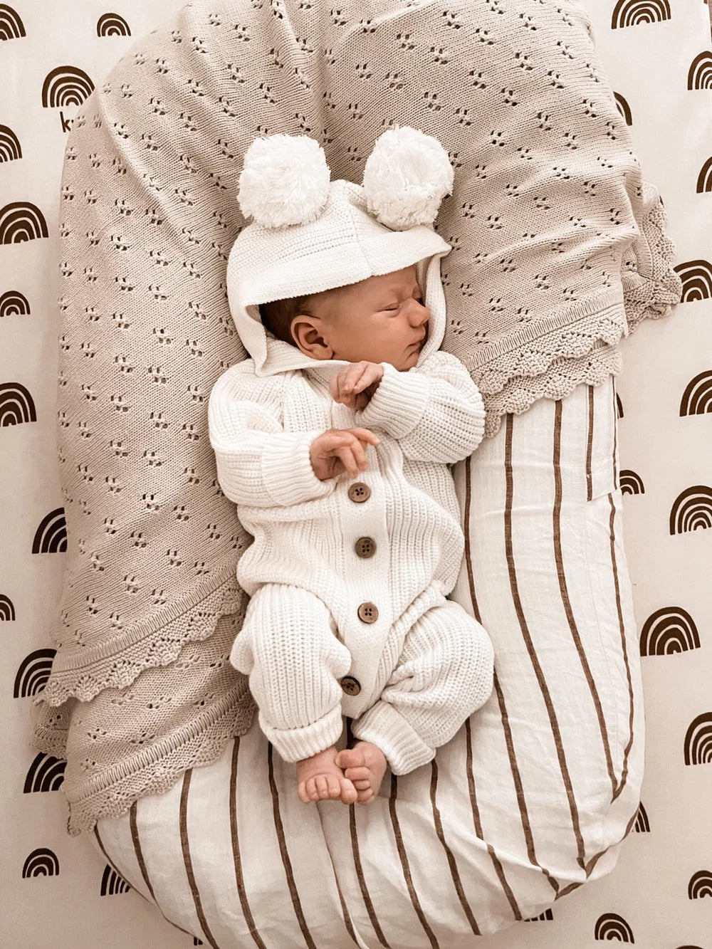 Classic Hoodie Ribbed Romper - Milk