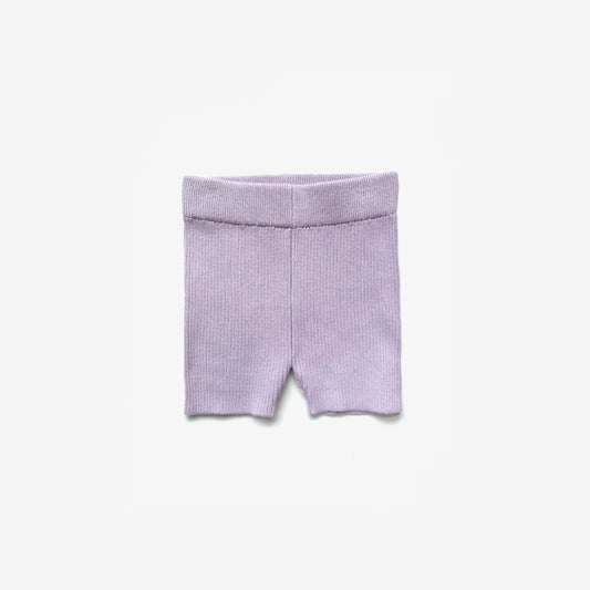 Organic Cotton Rib Knit Bike Shorts - Lilac