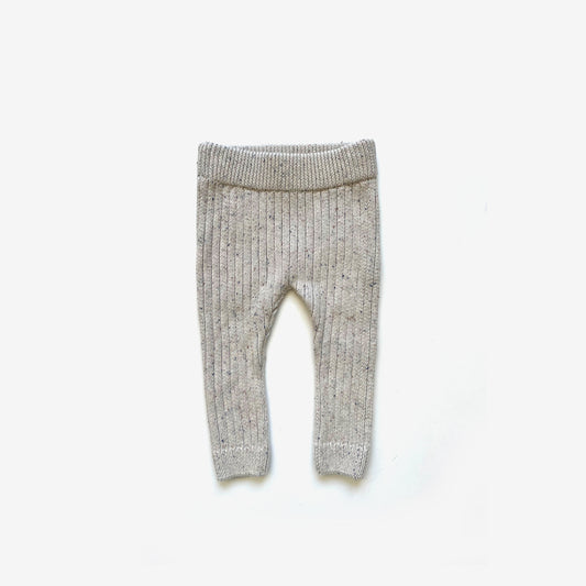 Organic Cotton Thick Knit Leggings - Oat Navy Fleck