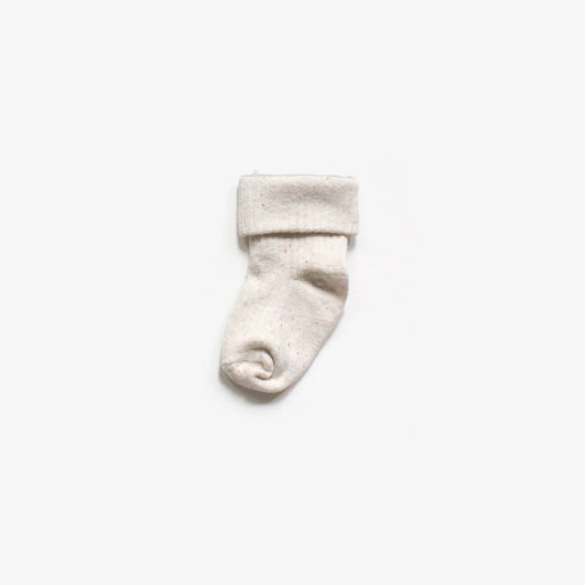 Organic Cotton Knit Socks - Oat Navy Fleck