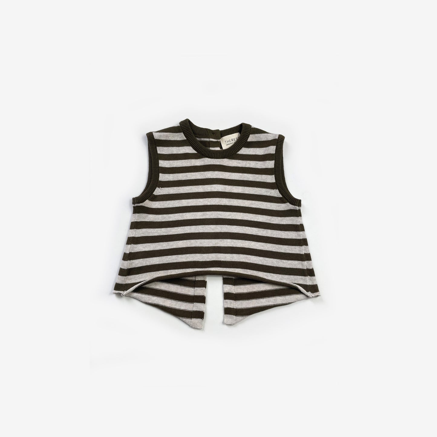 Reverse Button Up Top - Olive Stripe