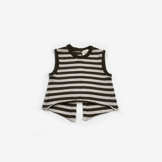 Reverse Button Up Top - Olive Stripe