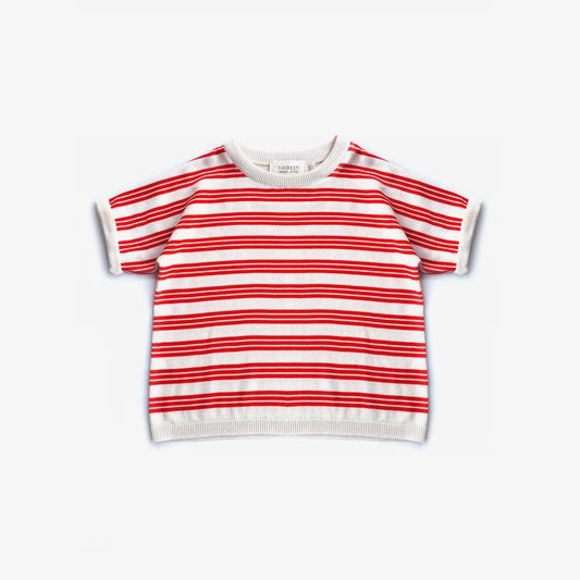 Relaxed Knit Tee - Poppy Stripe