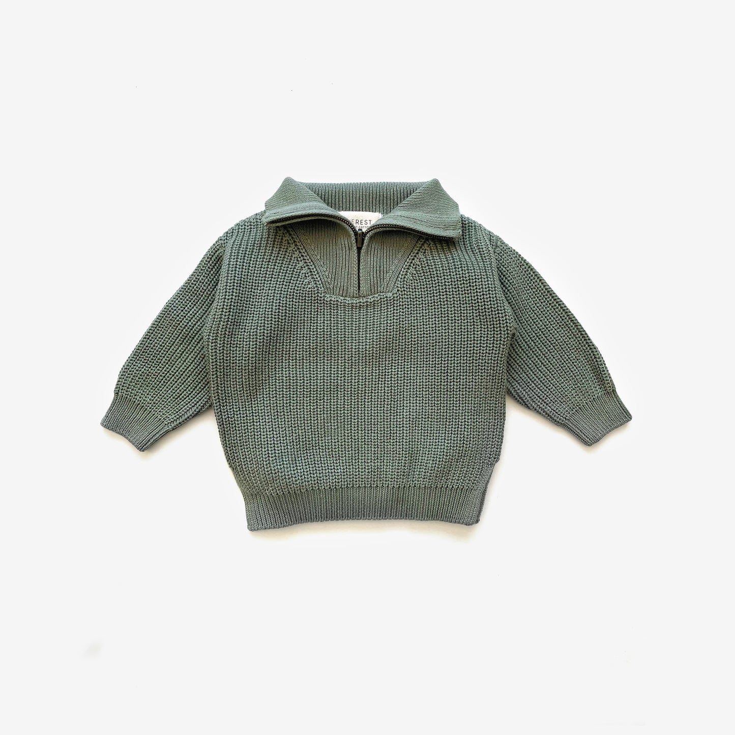 Fisherman Zip Jumper - Sage