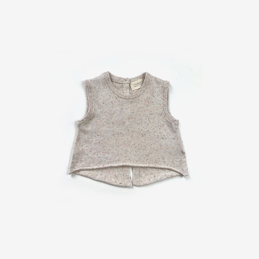 Reverse Button Up Top - Speckle Oat