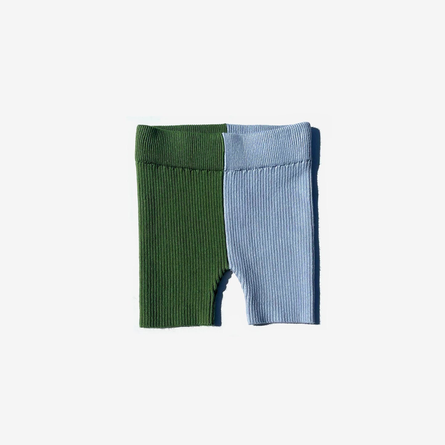 Two Tone Rib Bike Shorts - Clover/Blue