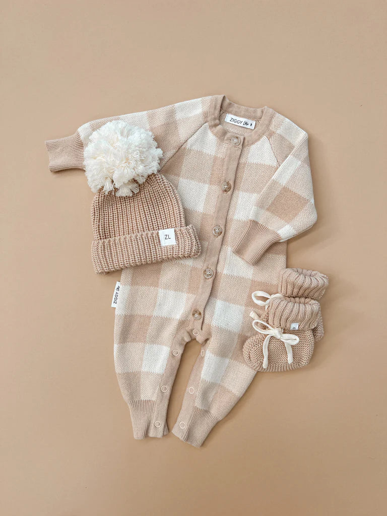 Classic Knit Romper - Gingham