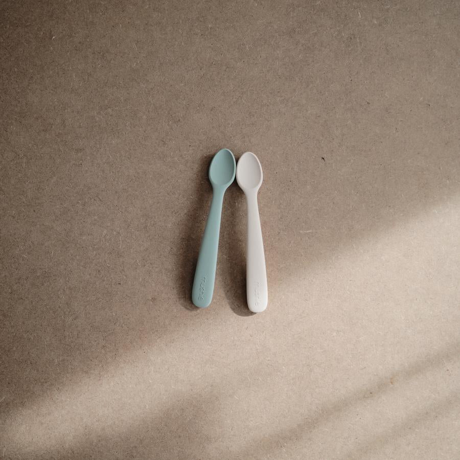 Silicone Feeding Spoons | 2 Pack - Cambridge Blue/Shifting Sand