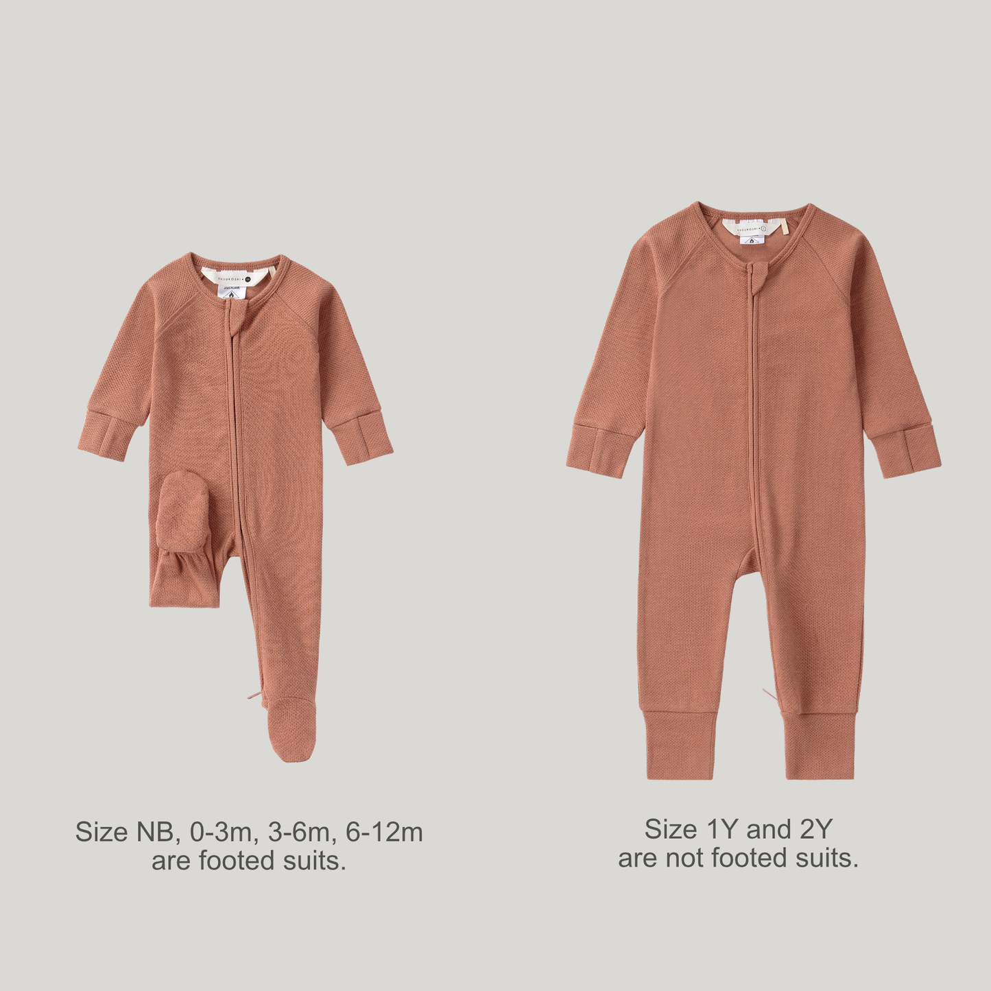 Organic Zip Growsuit - Terracotta | Pointelle | SIZE 6-12M LEFT