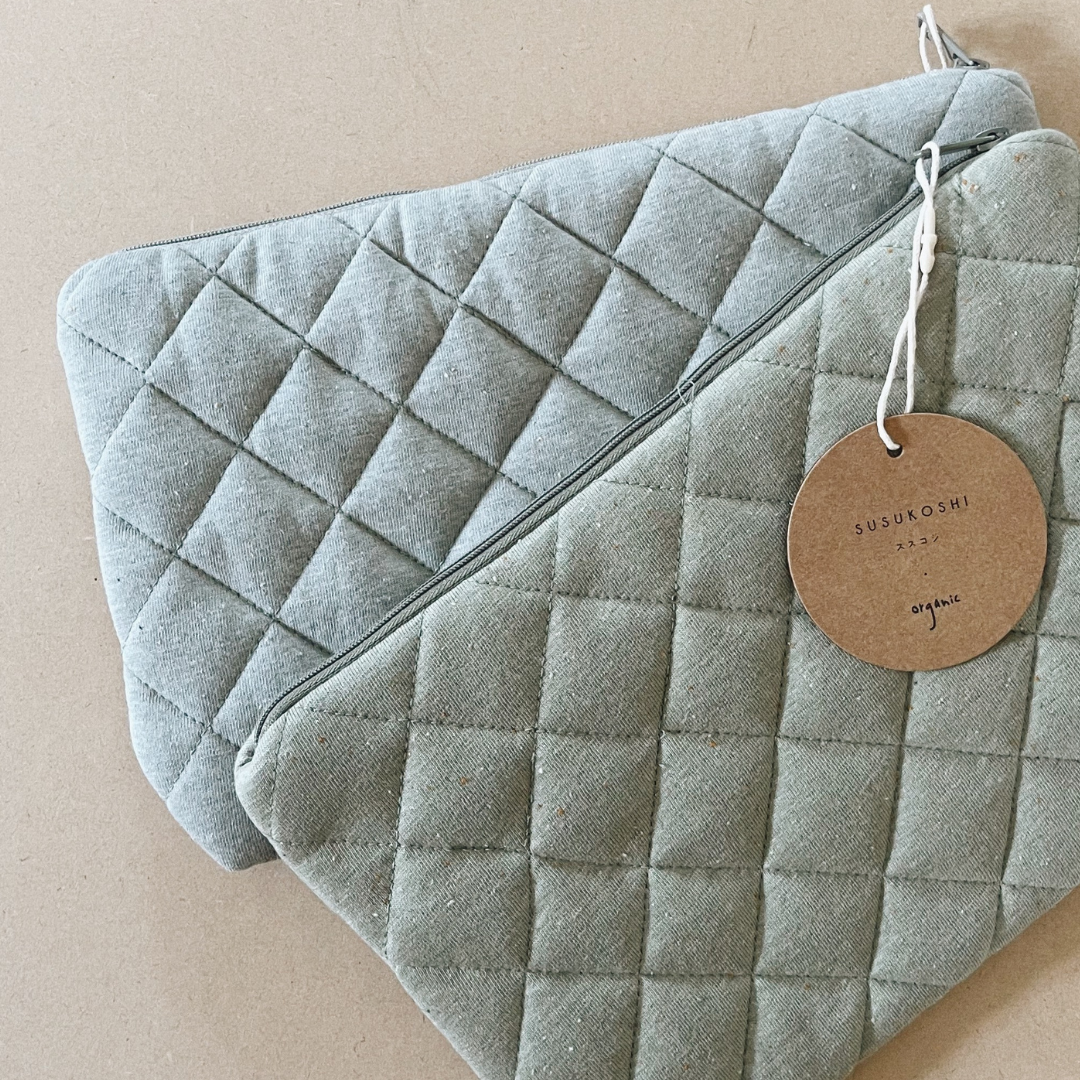 Mama Quilted Zip Pouch - Sage Speckled