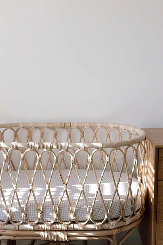 Organic Cotton Fitted Sheet | Bassinet - Beige Gingham