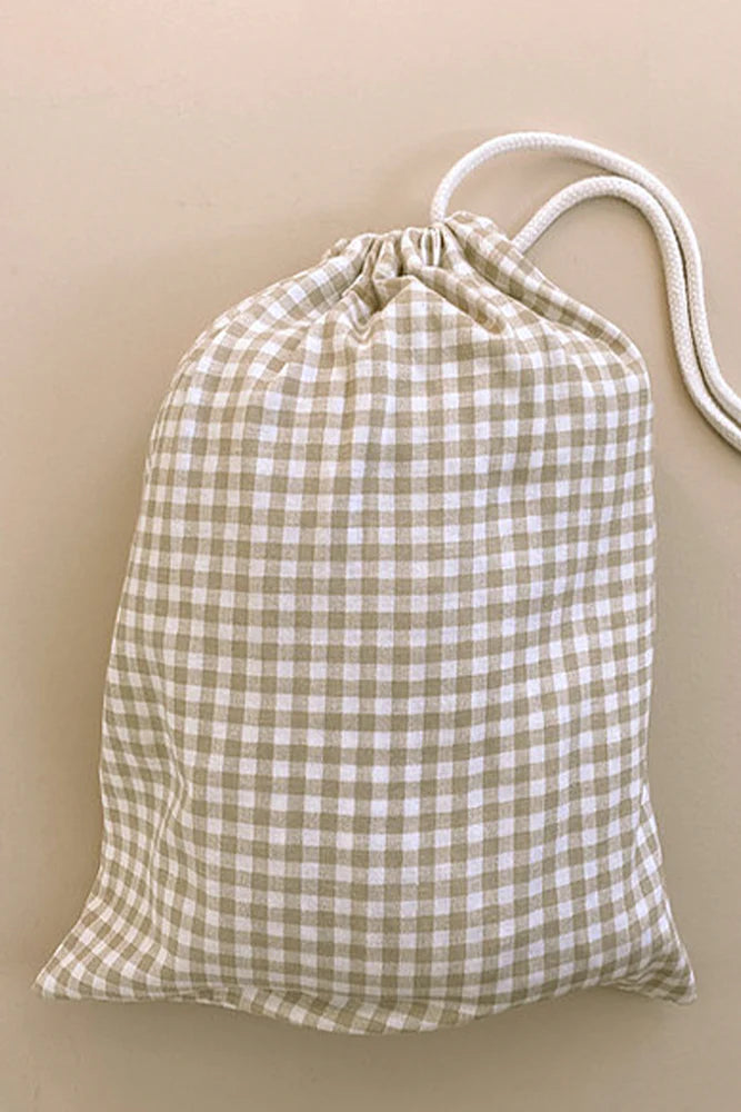 Organic Cotton Fitted Sheet | Bassinet - Beige Gingham