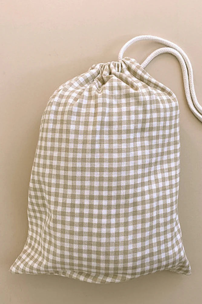 Organic Cotton Fitted Sheet | Cot - Beige Gingham