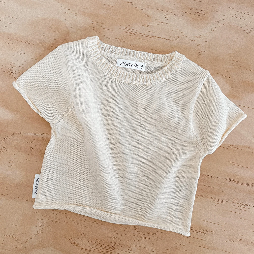 Knitted Tee - Cream | SIZE 0-3M LEFT